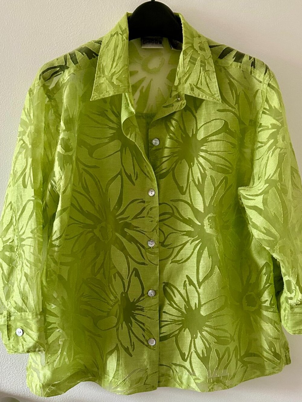 Chico's Lime Green Semi-Sheer Blouse - Picture 1 of 4